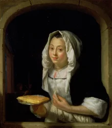 Retrato de una criada sosteniendo un gofre (panel)
